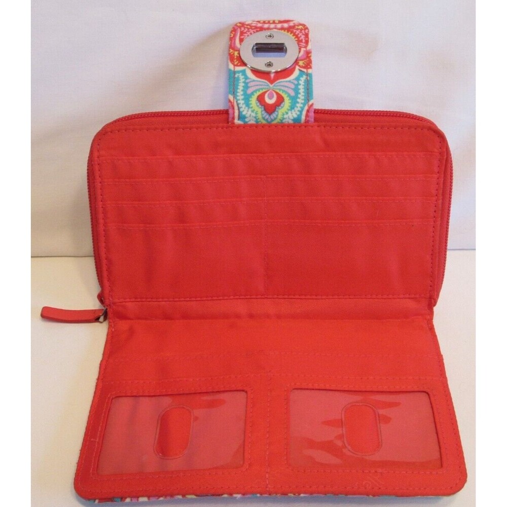 Vera Bradley Quilted Turn Lock and Zip Close Wallet Orange Paisley in Paradise - Picture 5 of 8